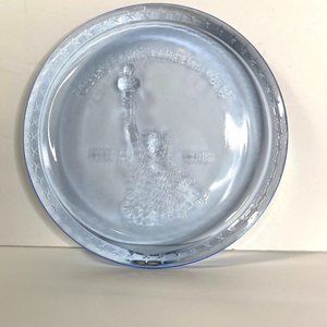 Statue of Liberty Blue Glass Anniversary Plate 1886-1986